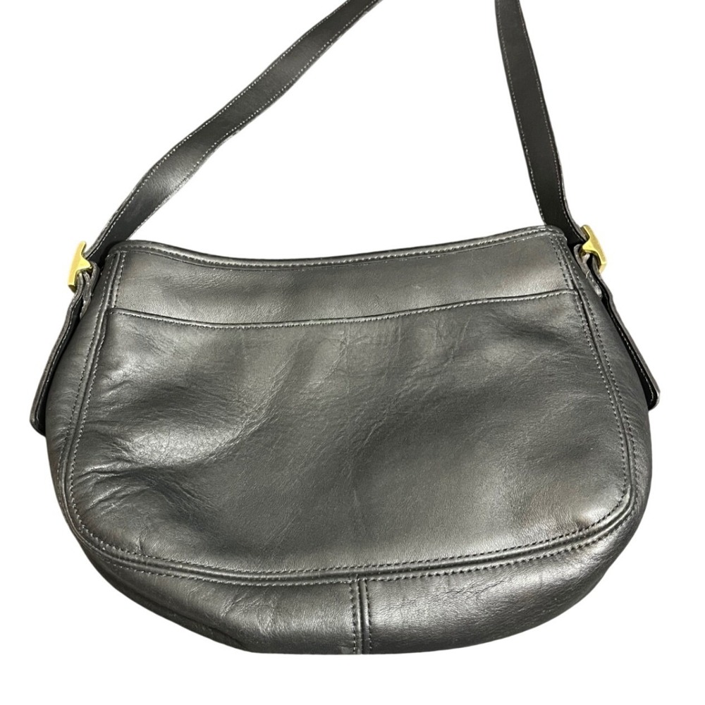 Vintage Coach Chelsea Zip 6000 Black Saddle Leather Shoulder Hobo Crossbody Bag